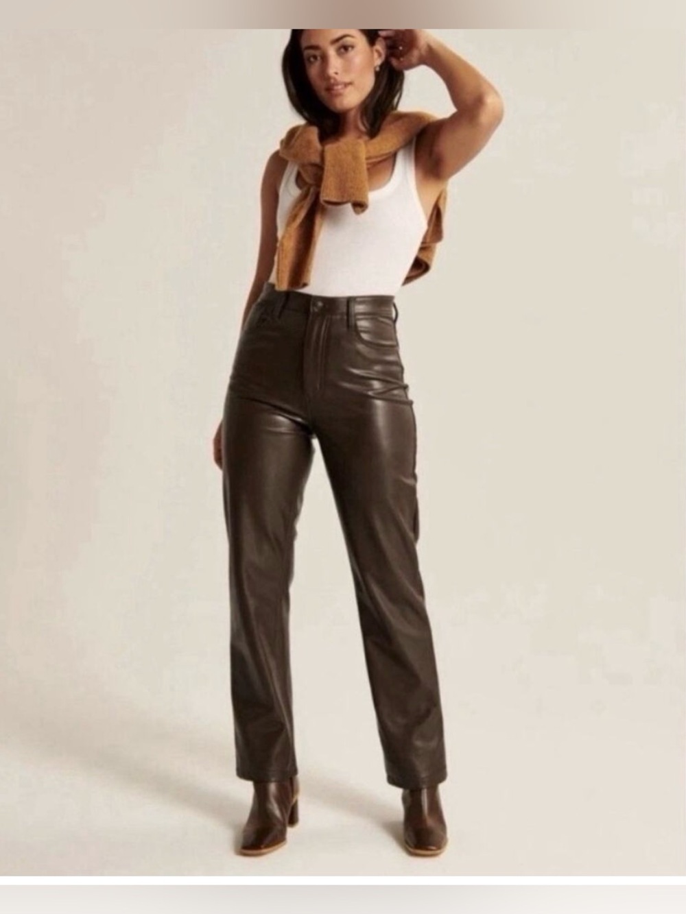 Abercrombie & Fitch Rust Faux Leather High-Rise Jeans
